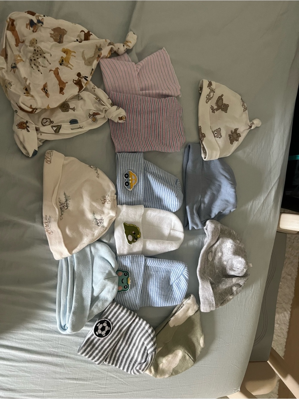 Baby Beanie Hat Set - Assorted Blue, White, Cream & Gray